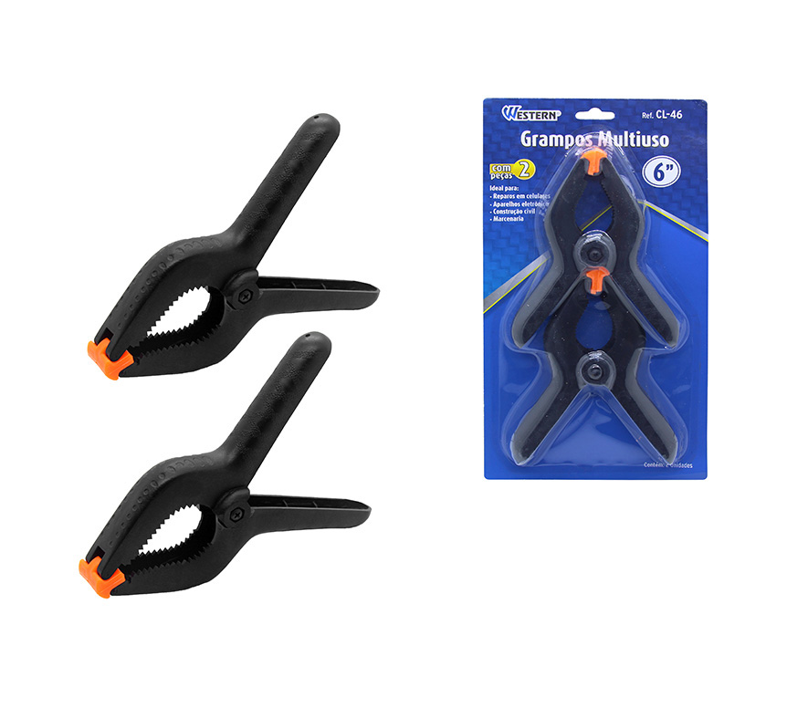 JOGO 2 GRAMPOS MULTIUSO COM MOLA 6"