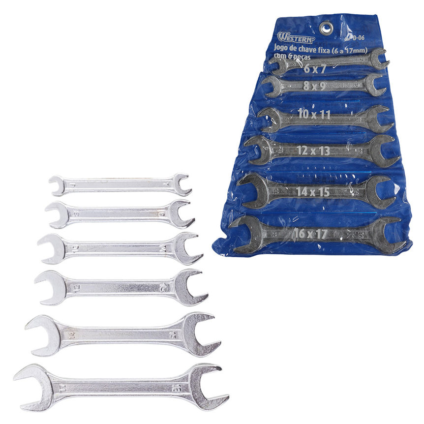 JOGO 6 CHAVES FIXAS 6MM A 17MM