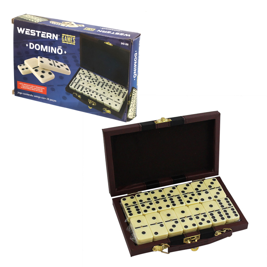 JOGO DE DOMINO COM MALETA 28 PECAS 9MM