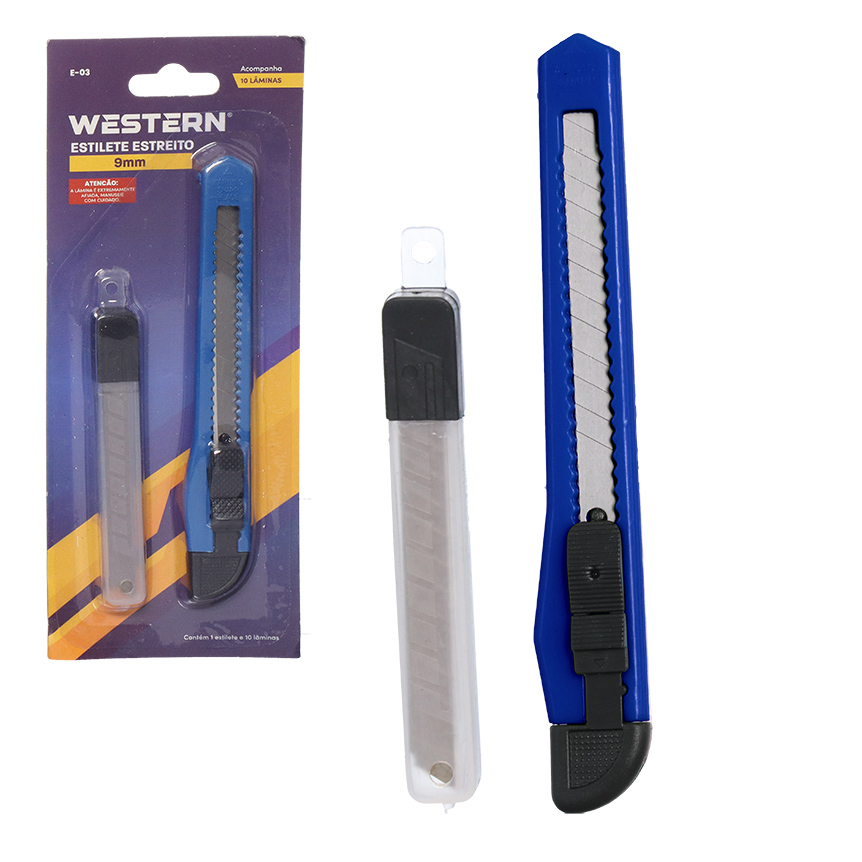 ESTILETE ESTREITO COM 10 LAMINAS 9MM