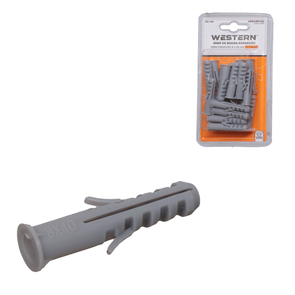 JOGO DE BUCHA EXPANSAO PARA PARAFUSO 8X40MM 20PC