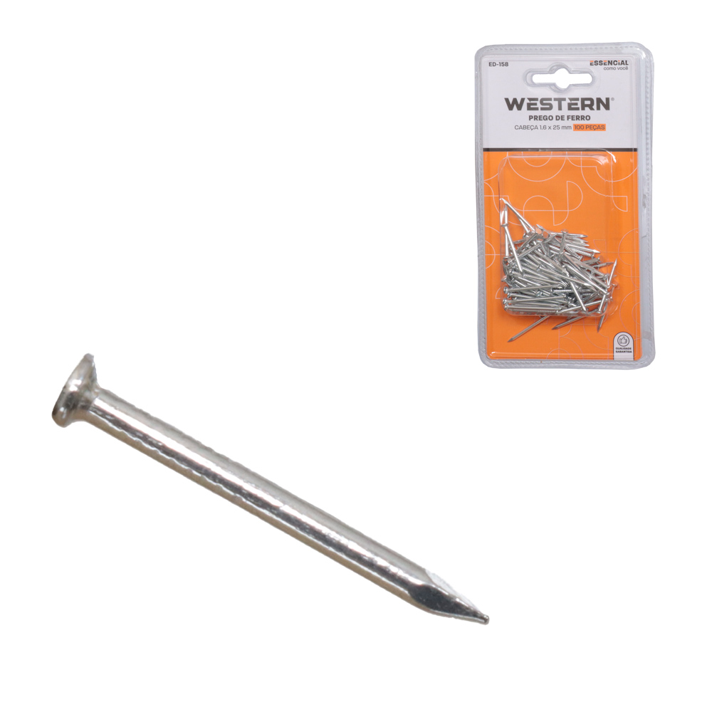 PREGO DE FERRO COM CABECA 1.6 X 25MM 100 PECA