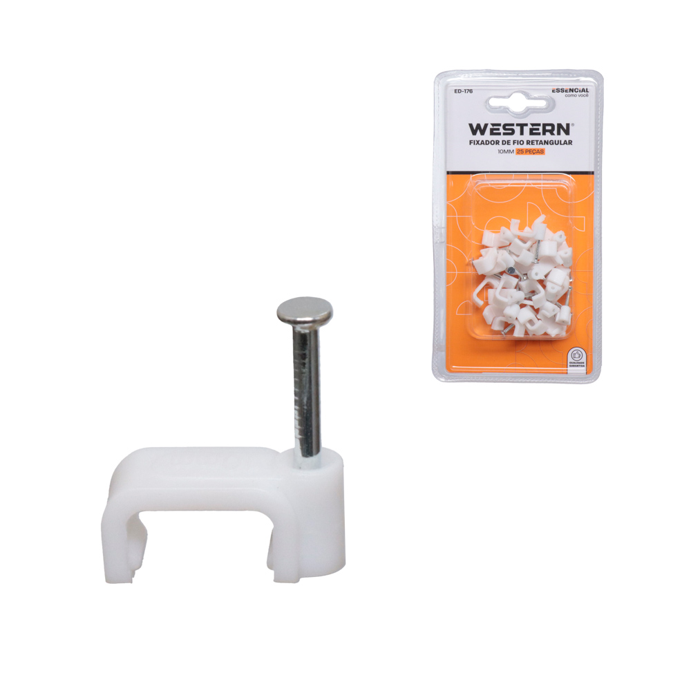 FIXADOR DE FIO RETANGULAR 10MM - 25 PECAS