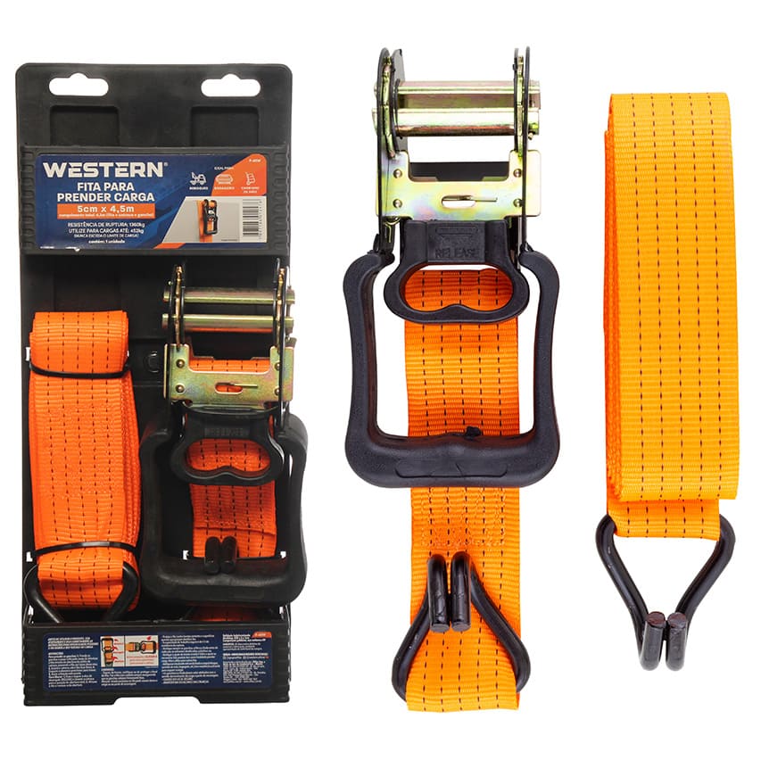 CINTA PARA PRENDER CARGA 5CM X 4,5M 452KG 2 PECAS
