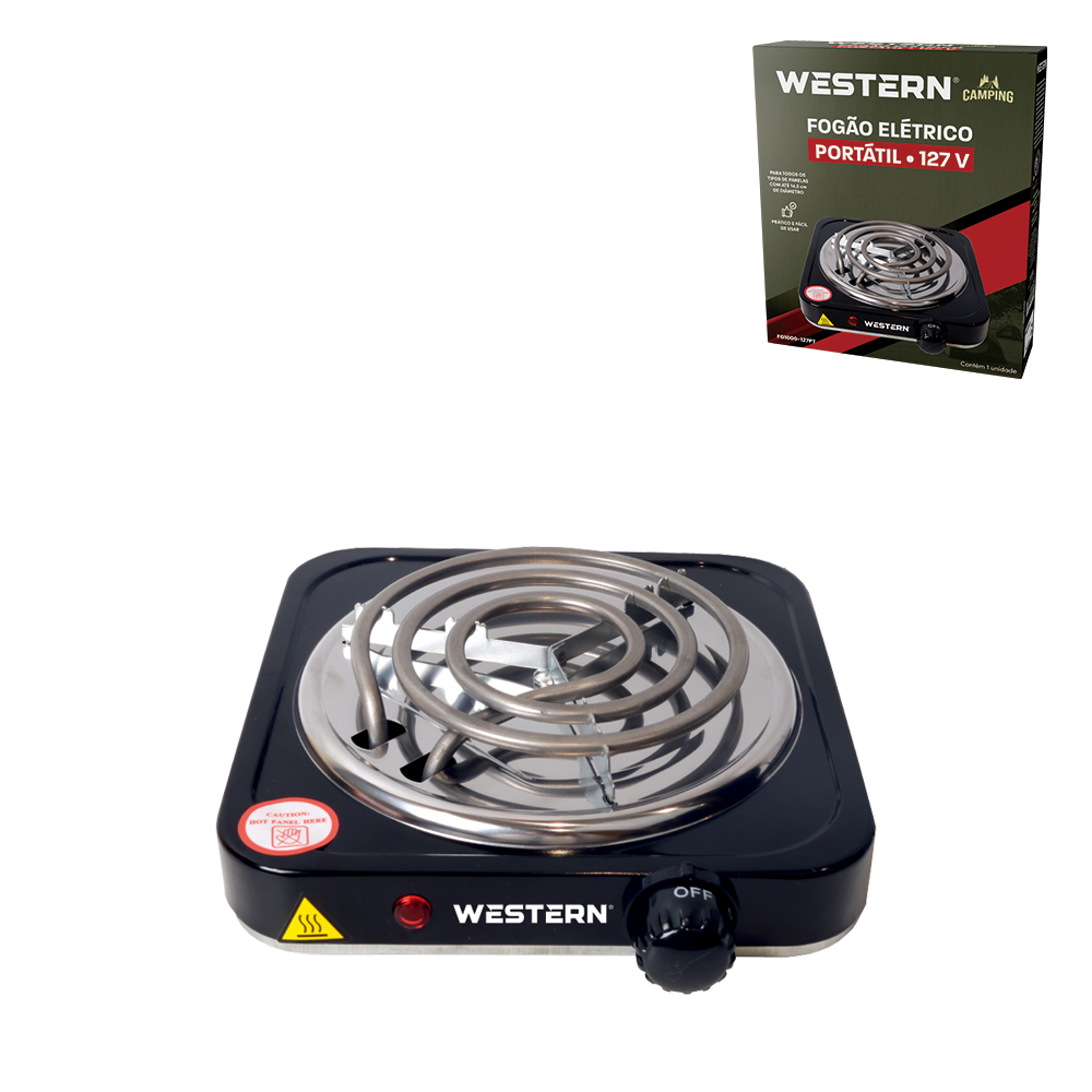 FOGAO ELETRICO PORTATIL 1 BOCA 127V - 1000W PRETO
