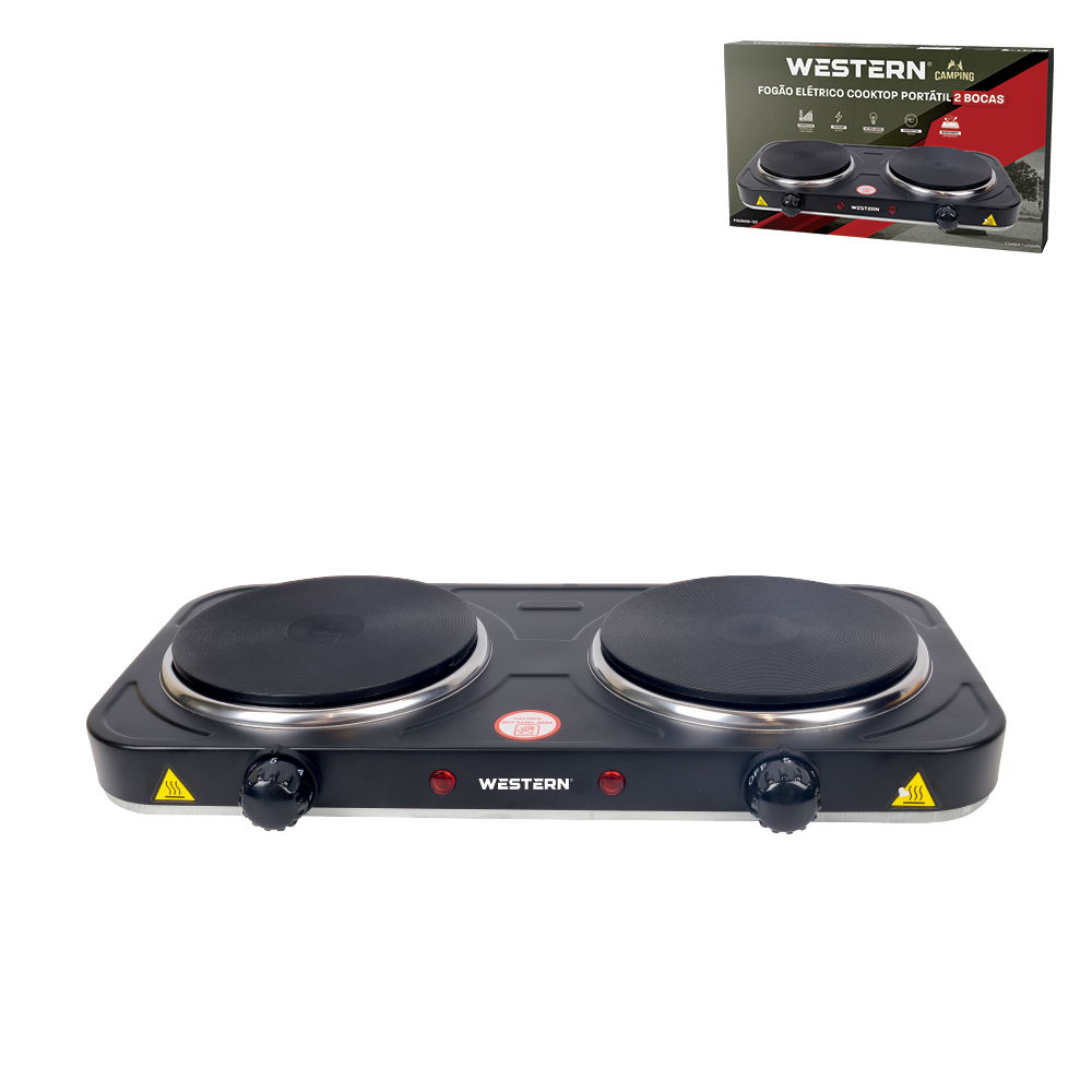FOGAO ELETRICO PORTATIL COOKTOP 2 BOCAS - 127 V - 2000W