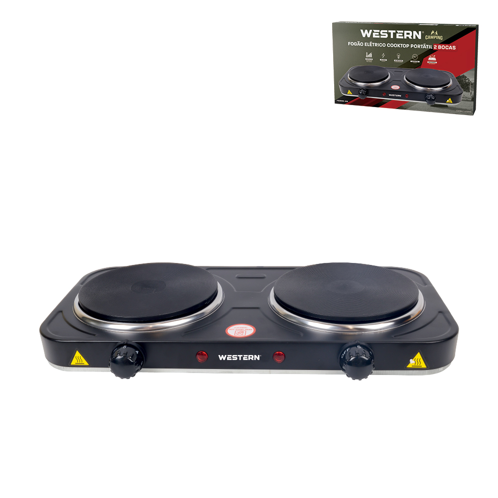 FOGAO ELETRICO PORTATIL COOKTOP 2 BOCAS - 220 V - 2000W