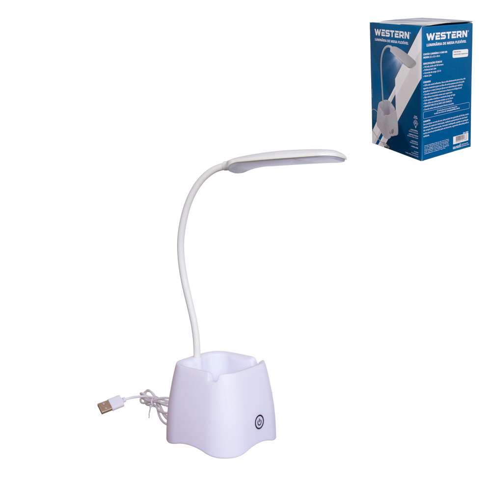 LUMINARIA DE MESA FLEXIVEL COM LED USB