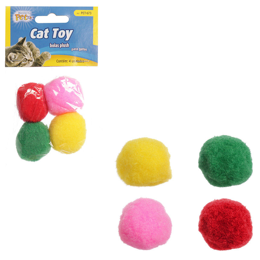 BRINQUEDO GATO BOLA PLUSH 4PC