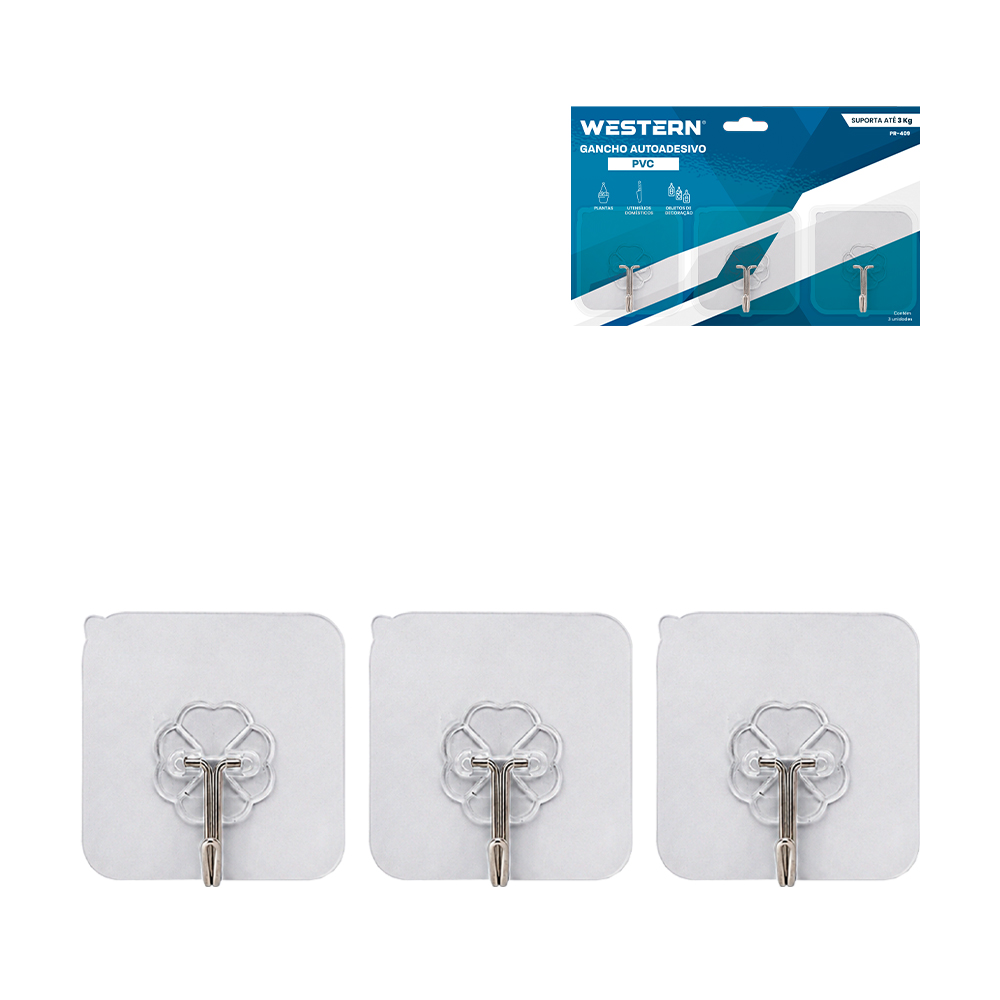 GANCHOS DE PVC 6CM 3 PECAS