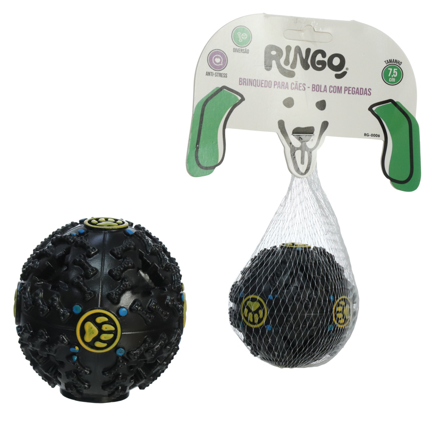 BRINQUEDO PARA CAES BOLA PEGADA 7,5CM