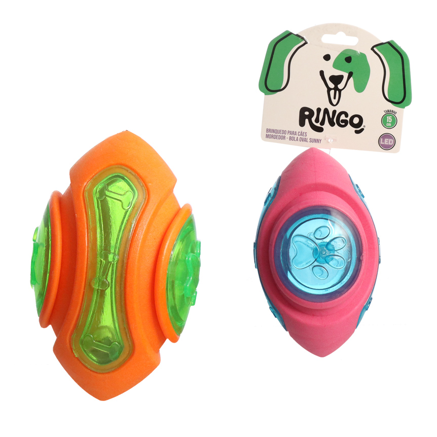 BRINQUEDO PARA CAES MORDEDOR BOLA OVAL 15 X 9,5CM - RINGO