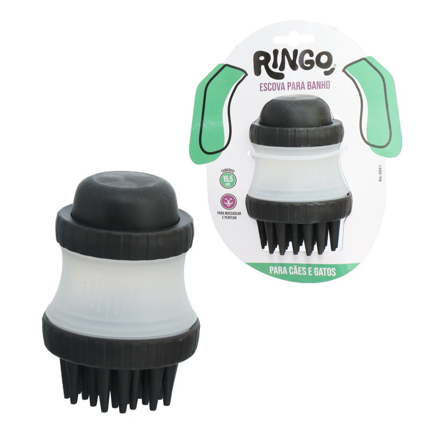 ESCOVA MASSAGEADORA PARA BANHO PRETA 11CM