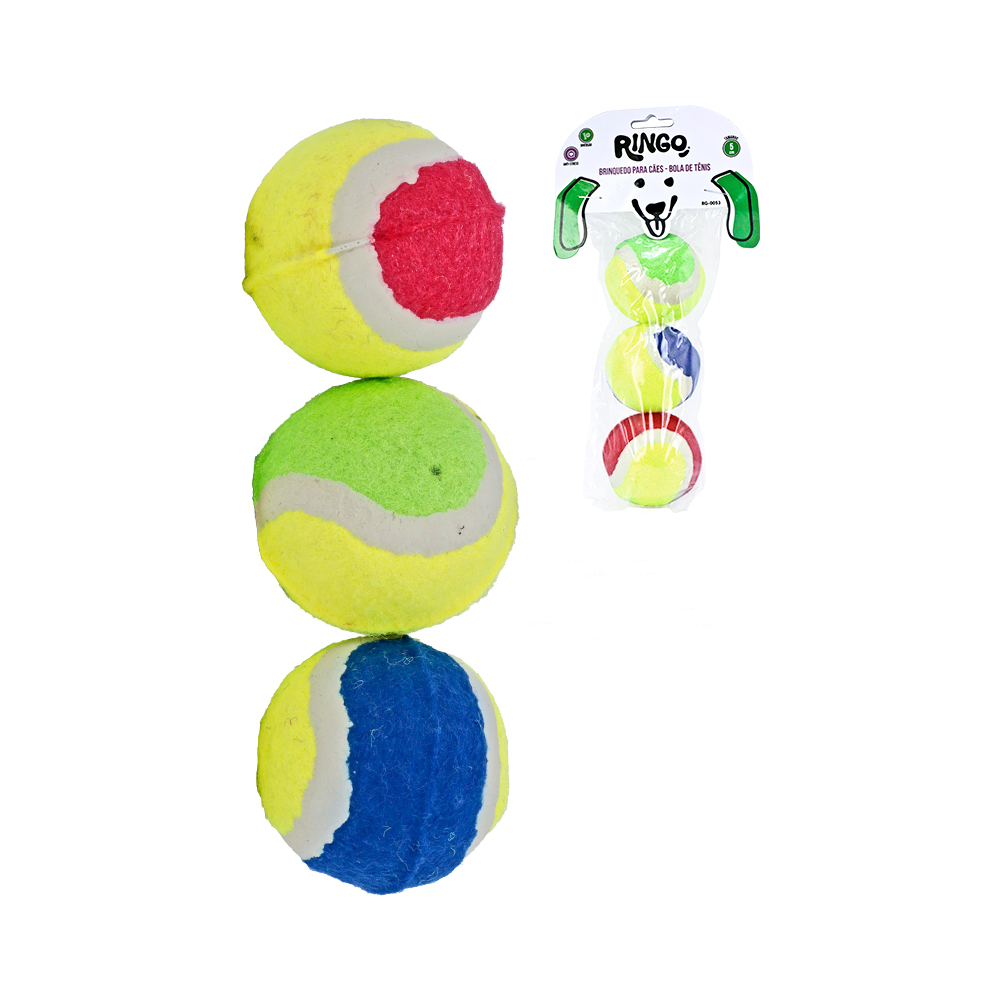 BRINQUEDO PARA CAES BOLA DE TENIS 5CM 3 PECAS