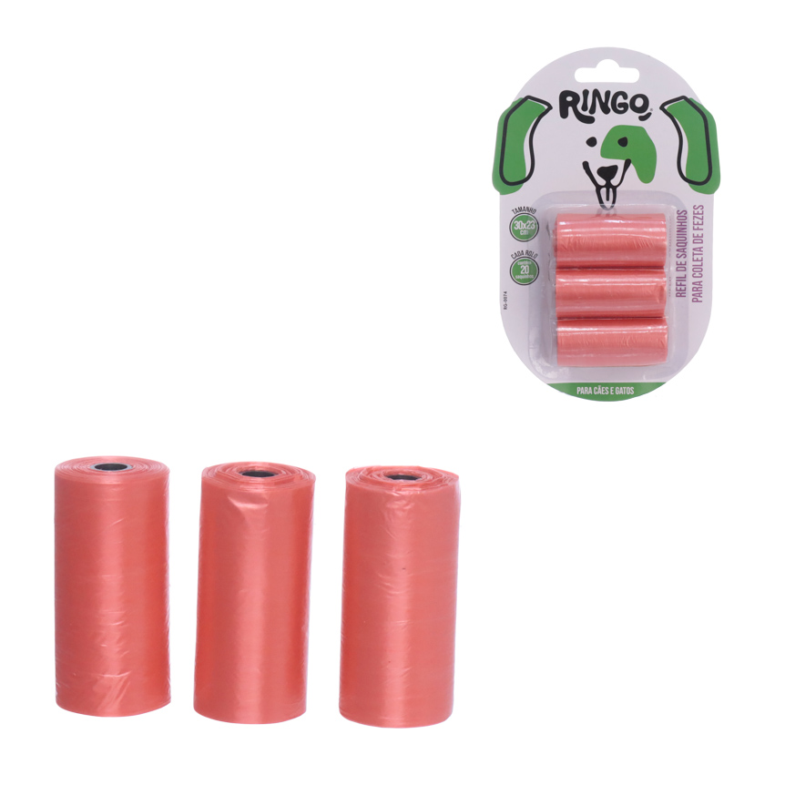 REFIL SAQUINHOS COLETOR DE FEZES PET 3 ROLOS