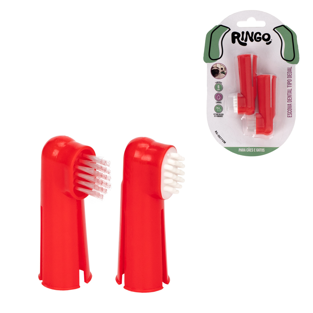 ESCOVA DENTAL TIPO DEDAL VERMELHA 6CM