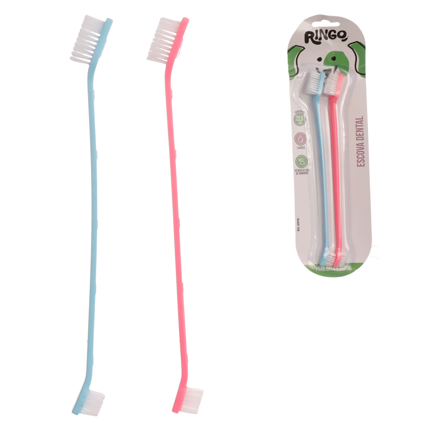 ESCOVA DENTAL PARA CAES E GATOS 22,5CM 2 PECAS
