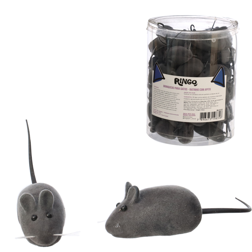 BRINQUEDO PARA GATO RATO COM APITO 50 PECAS