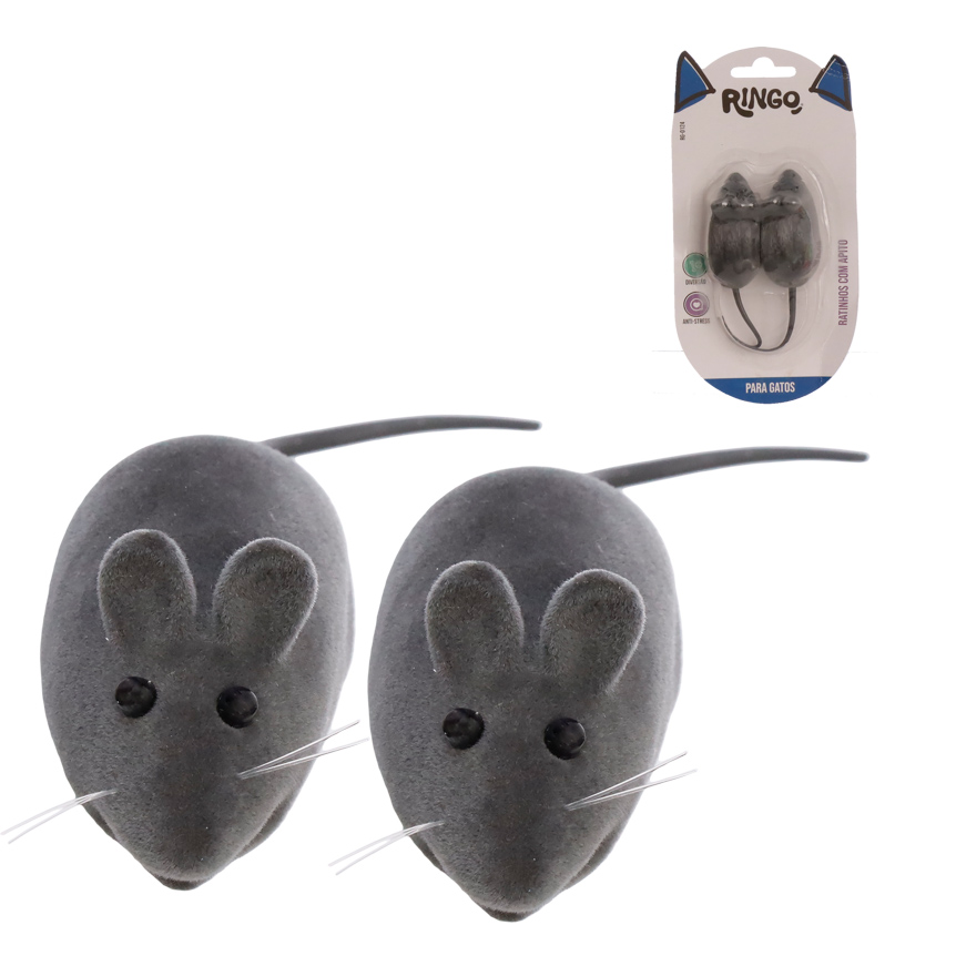 BRINQUEDO PARA GATOS RATINHOS COM APITO 2 PECAS