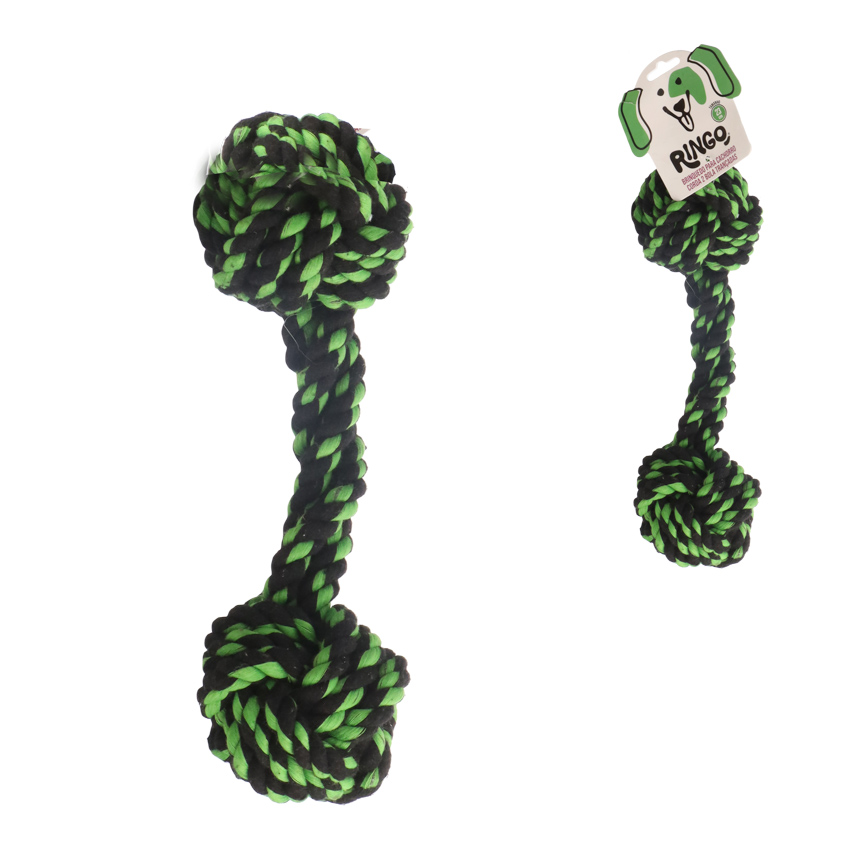 BRINQUEDO PARA CACHORRO CORDA COM 2 BOLAS TRANCADAS 23CM