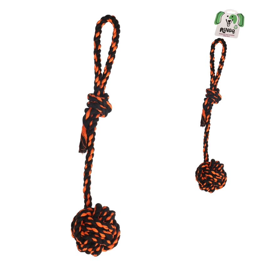 BRINQUEDO PARA CACHORRO BOLA COM CORDA TRANCADA 38,5CM