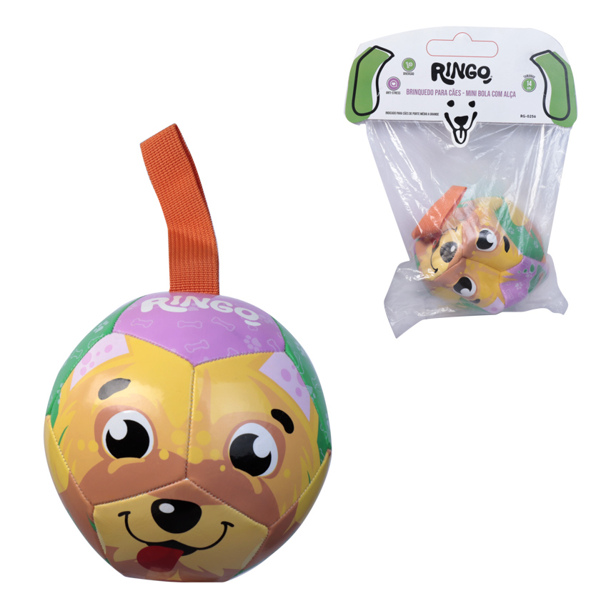 BRINQUEDO PARA CAES MINI BOLA COM ALCA 14CM