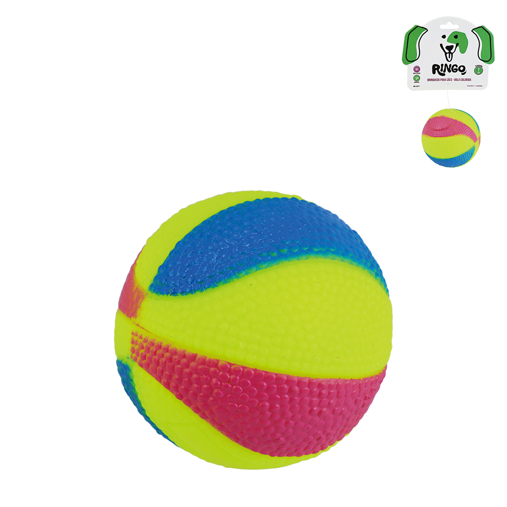 BRINQUEDO PARA CAO BOLA COLORIDA 7CM