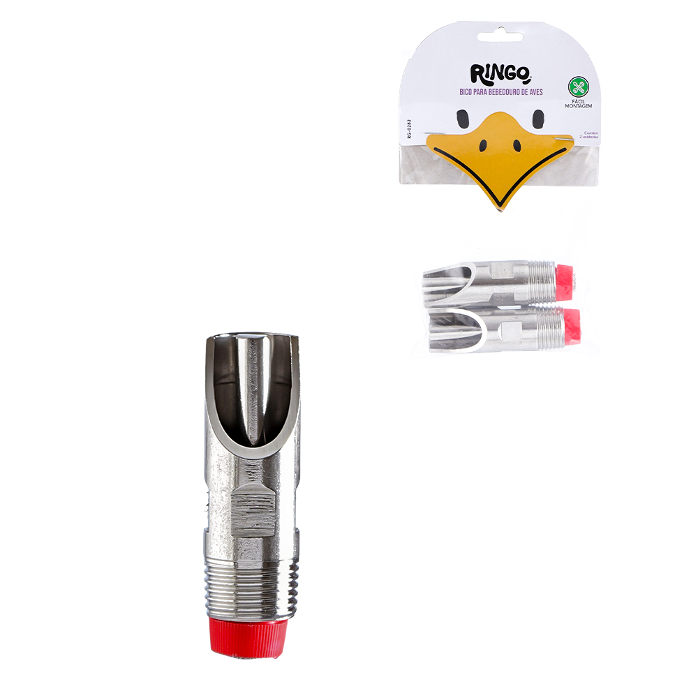 BICO PARA BEBEDOURA DE AVES 2 PECAS ACO INOX
