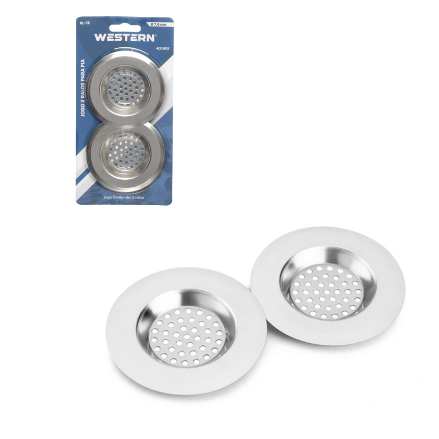 RALO PARA PIA DE INOX 7,6CM 2 PECAS