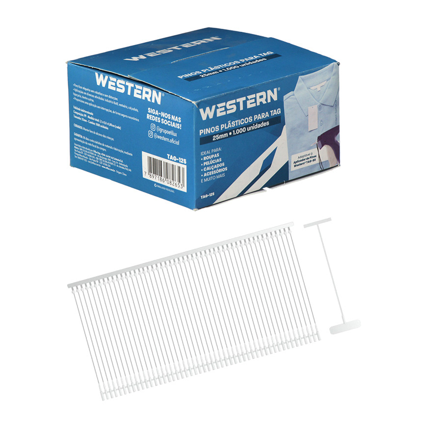PINO PLASTICO PARA TAG 25MM BRANCO 1000 PECAS