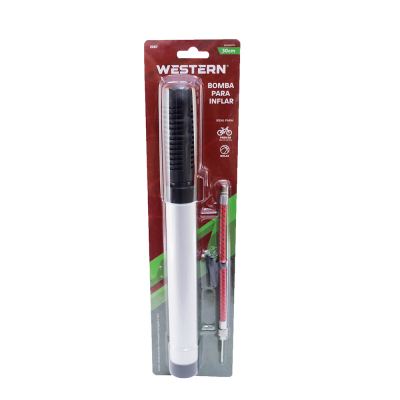 BOMBA DE AR MANUAL PARA INFLAR COM PROLONGADOR CINZA 30CM
