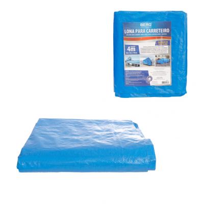 LONA PARA CARRETEIRO ENCERADA DE POLIETILENO 100G P/M2 AZUL 4 X 3 M - BERG FERRAMENTAS