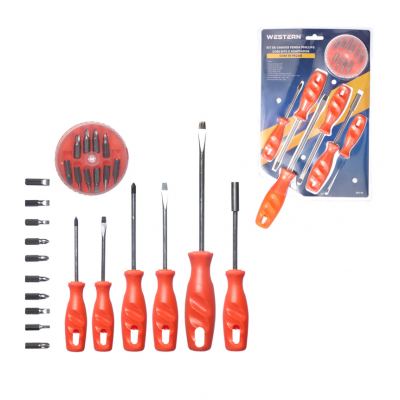 CHAVES FENDA PHILLIPS COM BITS E ADAPTADOR 16 PECAS