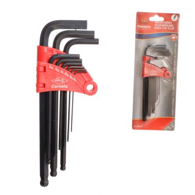 CHAVE ALLEN ABAULADA LONGA 1/16" A 3/8" 9 PECAS