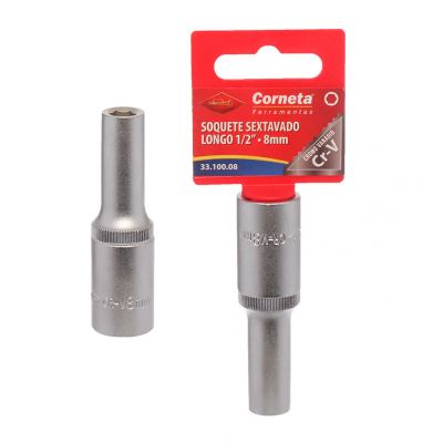 SOQUETE SEXTAVADO LONGO 1/2" 8MM