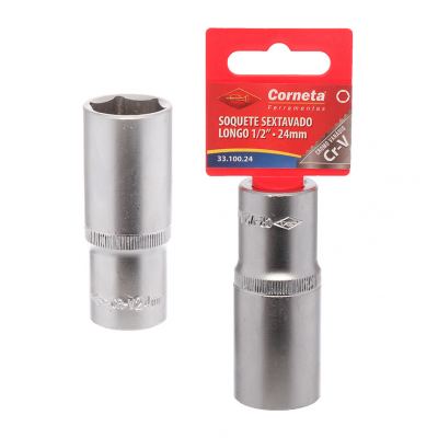 SOQUETE SEXTAVADO LONGO 1/2" 24MM