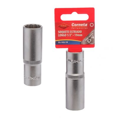 SOQUETE ESTRIADO LONGO 1/2" 19MM