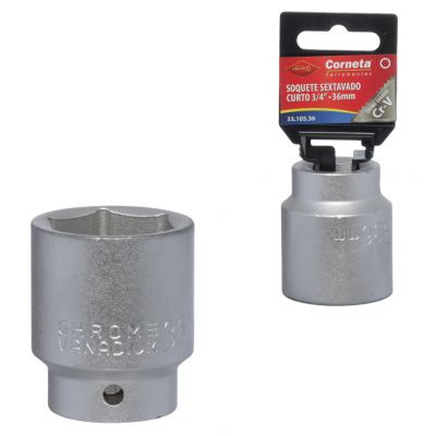 SOQUETE SEXTAVADO CURTO 3/4 36MM