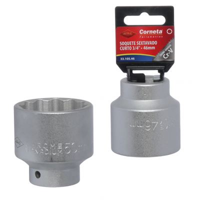 SOQUETE SEXTAVADO CURTO 3/4 46MM