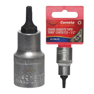 CHAVE SOQUETE TORX CURTO T25 1/2"