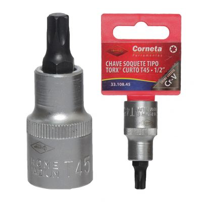 CHAVE SOQUETE TORX CURTO T45 1/2"