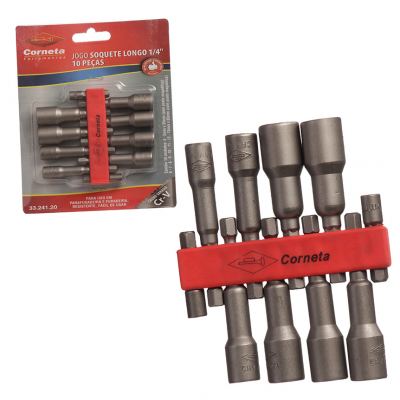 SOQUETE LONGO PARA FURADEIRA 4 A 13MM 10 PECAS