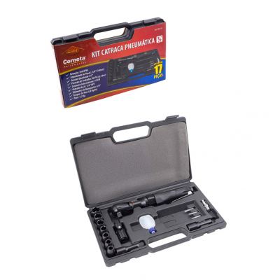 CATRACA PNEUMATICA COM MALETA E ENCAIXE 1/2" 17 PECAS