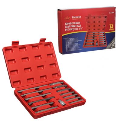 JOGO 14 CHAVES ESPECIAIS PARA PARAFUSO DE CABECOTE E ADAPTADOR