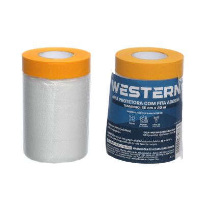 LONA PROTETORA COM FITA ADESIVA 55CM X 20M