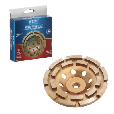 REBOLO DIAMANTADO SEGMENTADO PARA DESBASTE BERG 4.1/2' 115X14MM