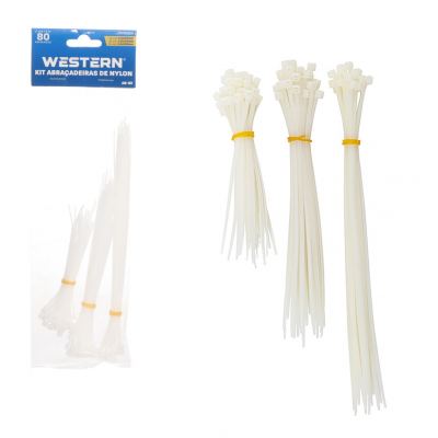 ABRACADEIRAS DE NYLON BRANCAS 100 A 200MM 80 PECAS