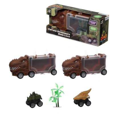 CARRETA DINOSSAURO RODA LIVRE 3 PECAS