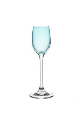 TACA PARA LICOR DE CRISTAL GASTRO AZUL CLARO 65ML 6 PECAS