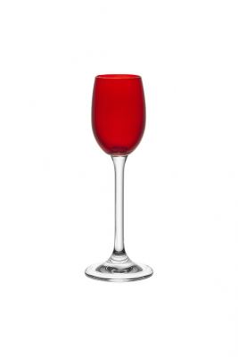 TACA PARA LICOR DE CRISTAL GASTRO VERMELHO 65ML 6 PECAS